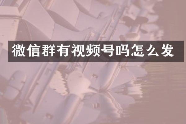 微信群有视频号吗怎么发