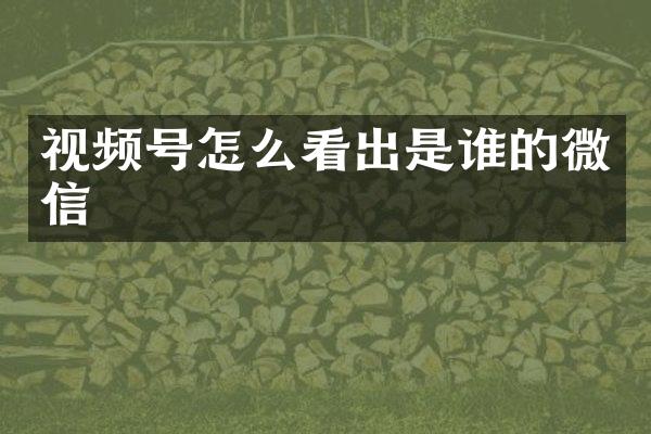 视频号怎么看出是谁的微信