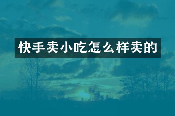 快手卖小吃怎么样卖的