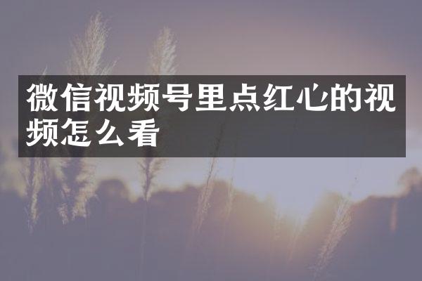 微信视频号里点红心的视频怎么看