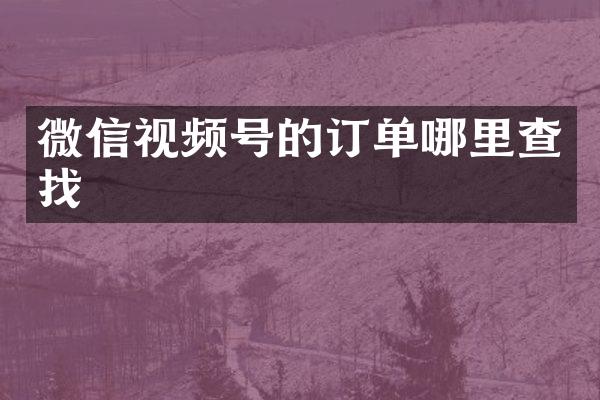 微信视频号的订单哪里查找