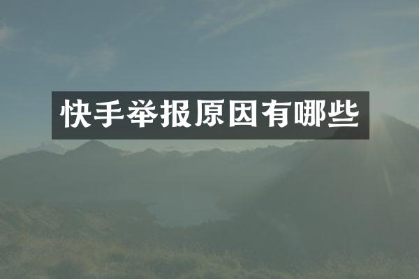快手举报原因有哪些