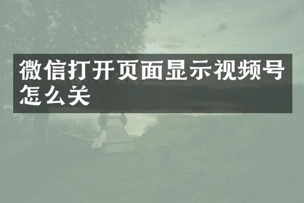 微信打开页面显示视频号怎么关