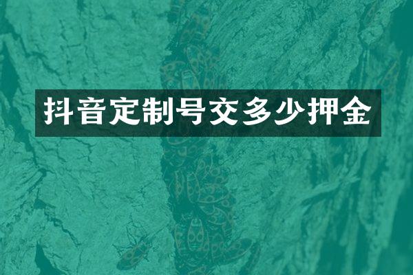 抖音定制号交多少押金