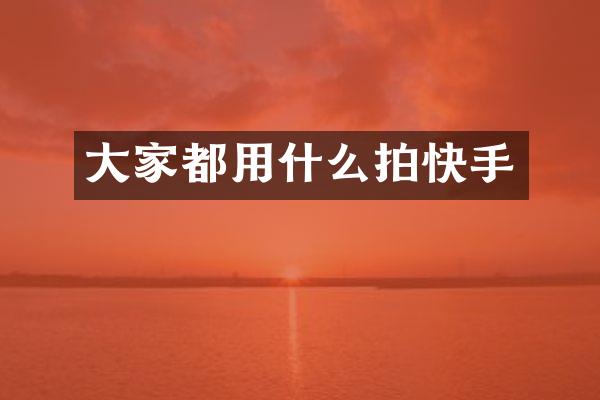 大家都用什么拍快手