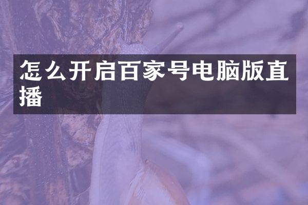 怎么开启百家号电脑版直播