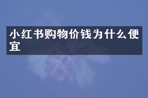 小红书购物价钱为什么便宜