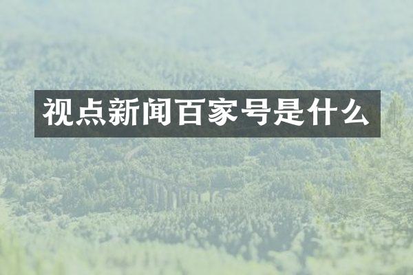 视点新闻百家号是什么