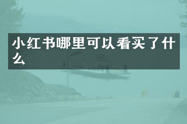 小红书哪里可以看买了什么