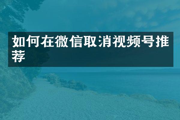 如何在微信取消视频号推荐