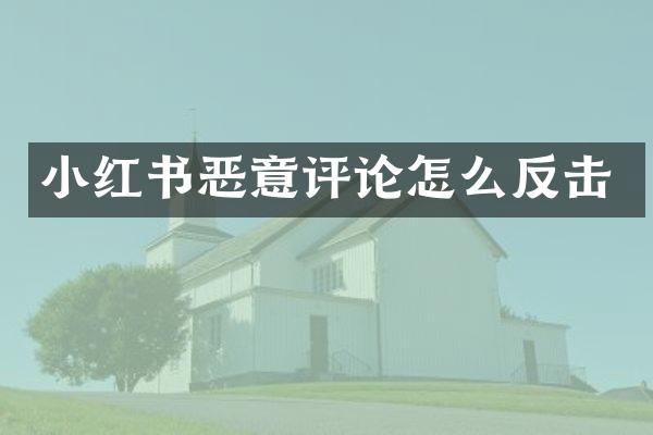 小红书恶意评论怎么反击