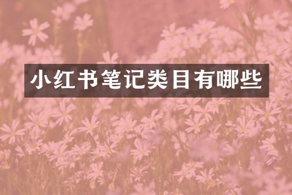 小红书笔记类目有哪些