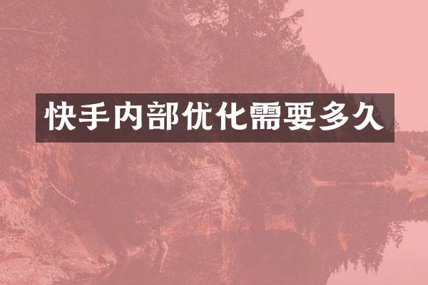 快手内部优化需要多久