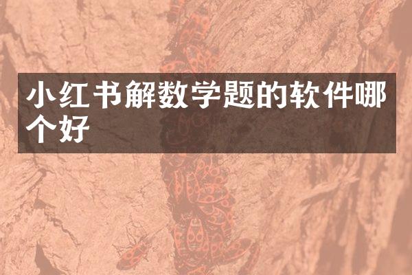 小红书解数学题的软件哪个好