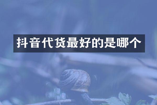 抖音代货最好的是哪个