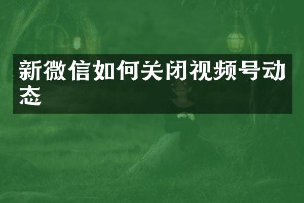 新微信如何关闭视频号动态