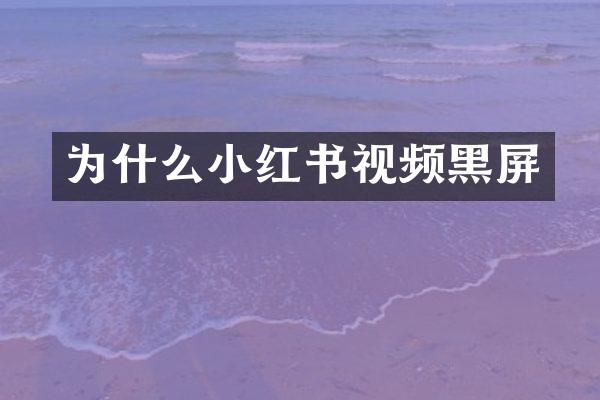 为什么小红书视频黑屏