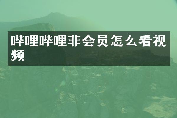 哔哩哔哩非会员怎么看视频