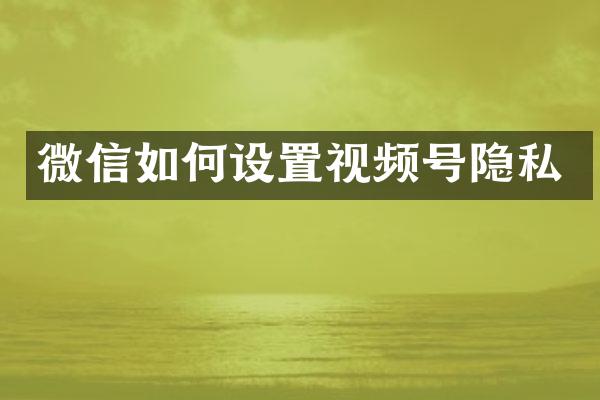 微信如何设置视频号隐私