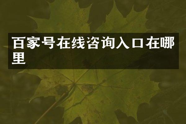 百家号在线咨询入口在哪里