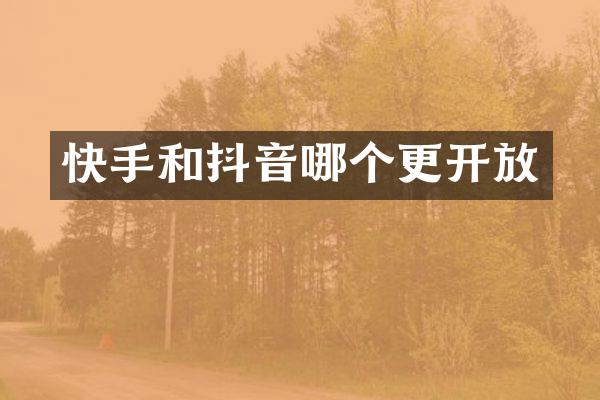 快手和抖音哪个更开放