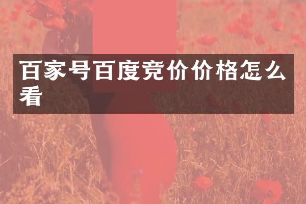 百家号百度竞价价格怎么看