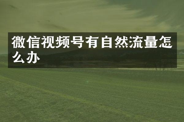 微信视频号有自然流量怎么办