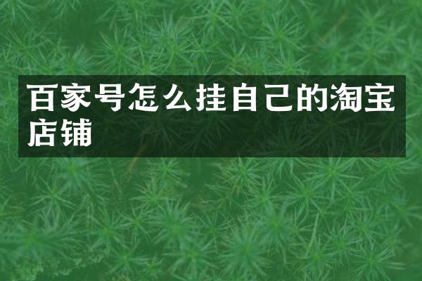 百家号怎么挂自己的淘宝店铺