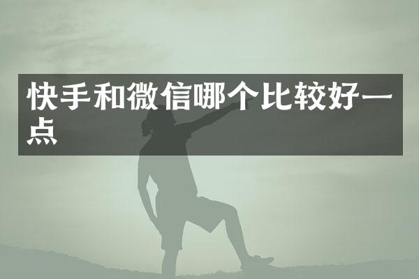 快手和微信哪个比较好一点