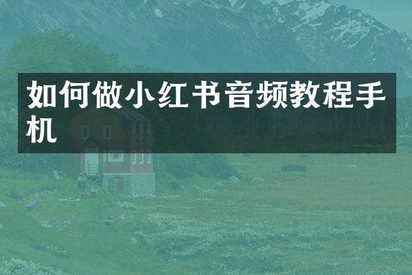 如何做小红书音频教程手机