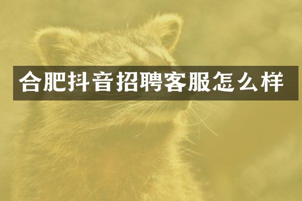 合肥抖音招聘客服怎么样