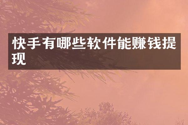 快手有哪些软件能赚钱提现