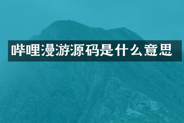 哔哩漫游源码是什么意思