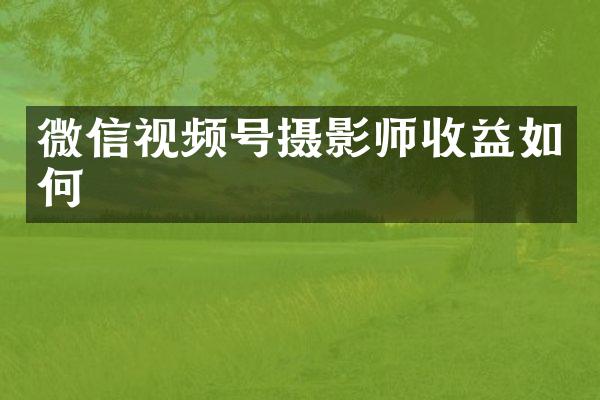 微信视频号摄影师收益如何