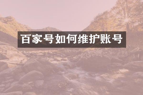 百家号如护账号