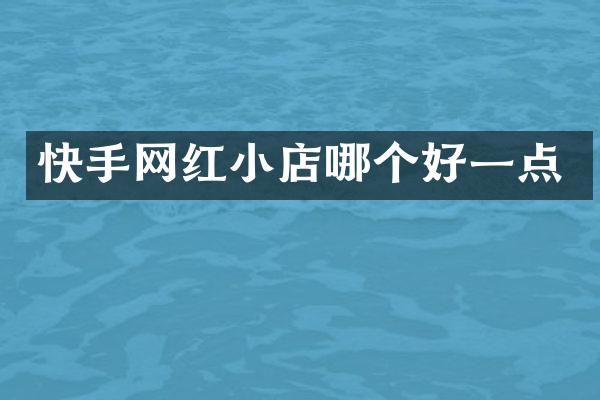 快手网红小店哪个好一点