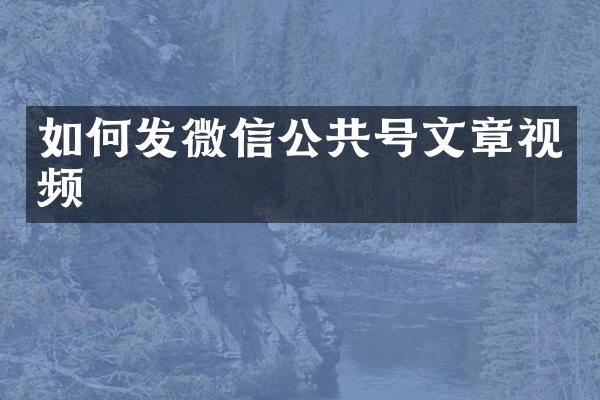 如何发微信公共号文章视频
