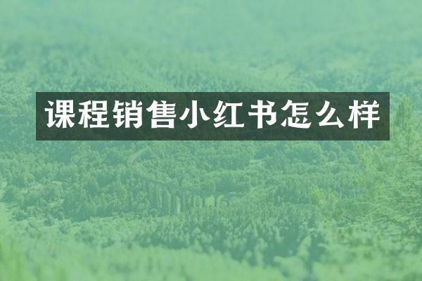 课程销售小红书怎么样