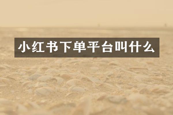 小红书下单平台叫什么