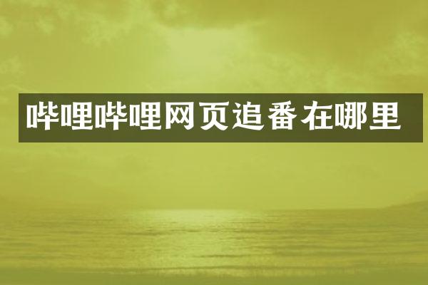 哔哩哔哩网页追番在哪里
