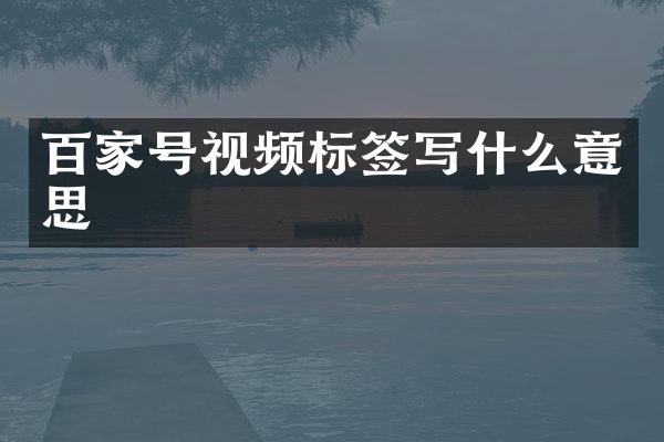 百家号视频标签写什么意思