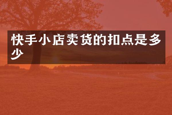 快手小店卖货的扣点是多少