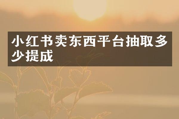 小红书卖东西平台抽取多少