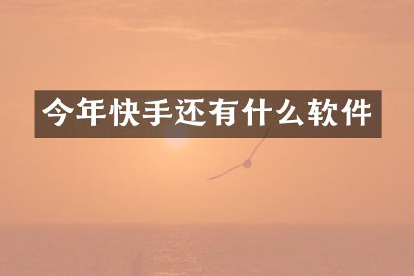 今年快手还有什么软件