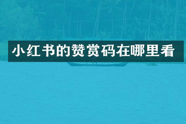小红书的赞赏码在哪里看
