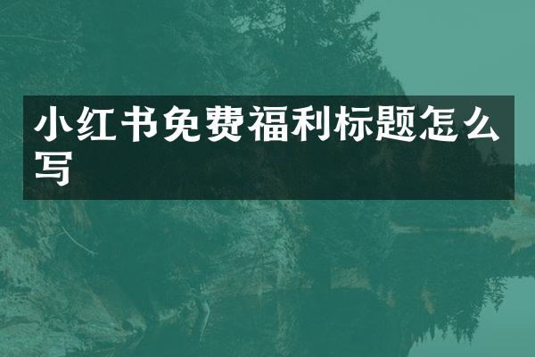 小红书免费福利标题怎么写