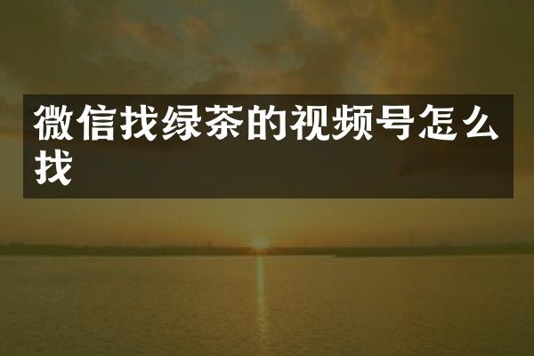 微信找绿茶的视频号怎么找