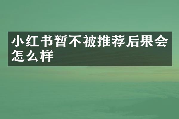 小红书暂不被推荐后果会怎么样
