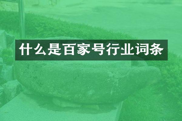 什么是百家号行业词条
