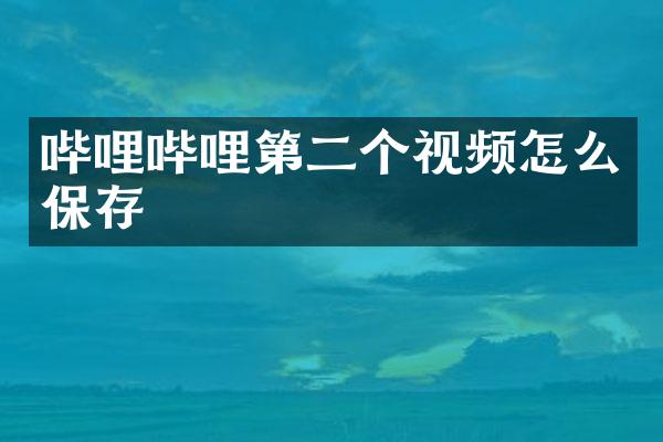 哔哩哔哩第二个视频怎么保存